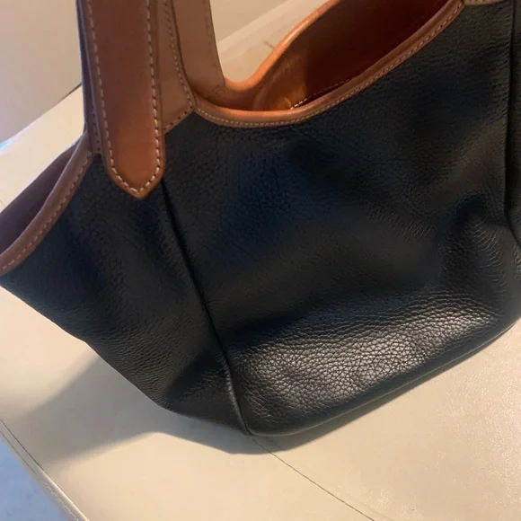 Dooney & Bourke Black and Tan Leather Shoulder Bag - Picture 2 of 2